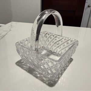 Vintage pressed glass basket
